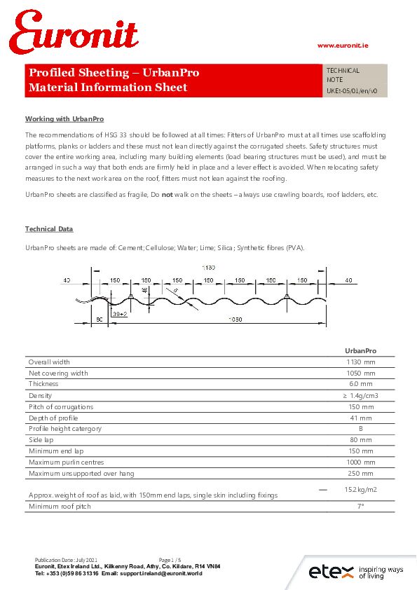 UrbanPro Material Information