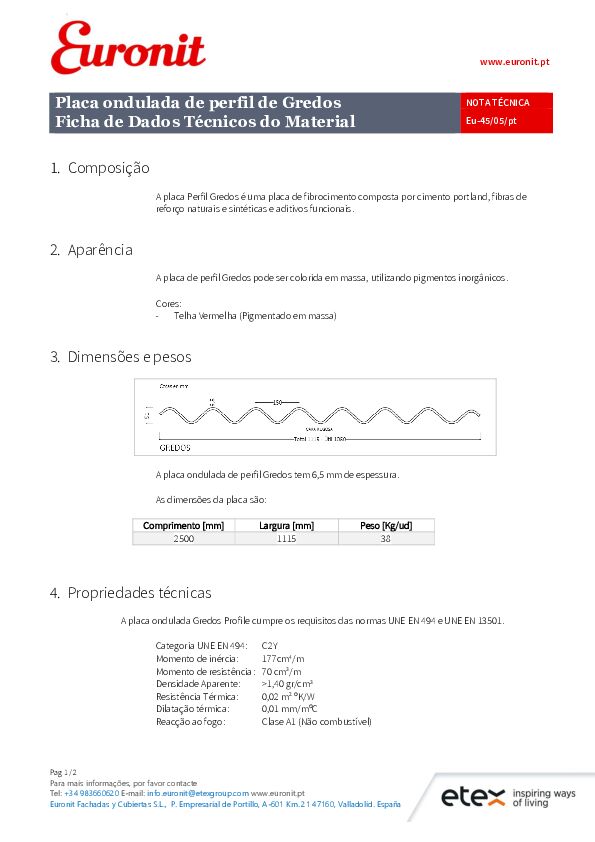 Ficha Técnica Subtelha Gredos